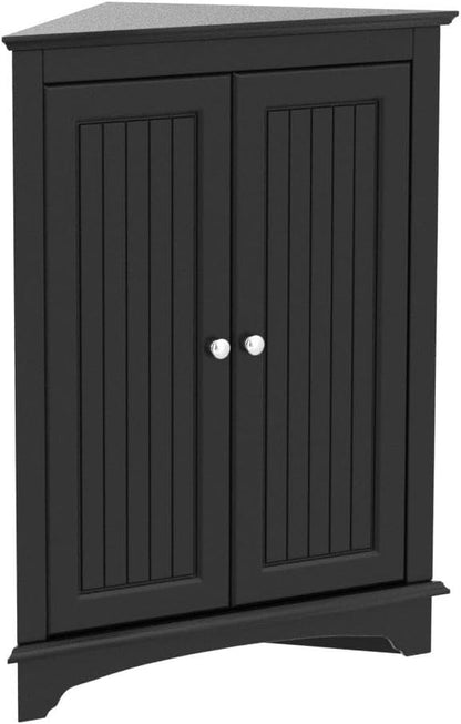 Spirich Floor Corner Cabinet with Two Doors and Shelves, Free-Standing Corner Storage Cabinets for Bathroom, Kitchen, Living Room, Espresso | Space-Saving Corner Design, Adjustable Shelf, Enclosed Storage, Beadboard Doors, Silver Knobs, FSC-Certified E...