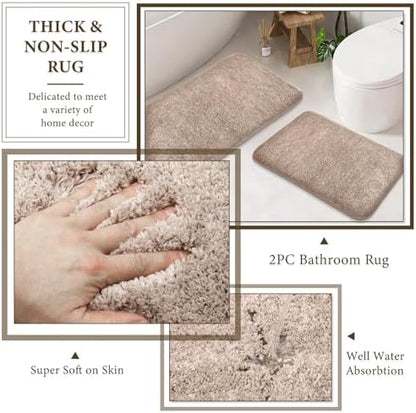 XLHOMO Beige Bathroom Accessory Set with Shower Curtain and Rugs, Resin