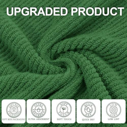 VOOVA & MOVAS Hand Towels 4PC, 100% Cotton, 18x28 in, Hunter Green