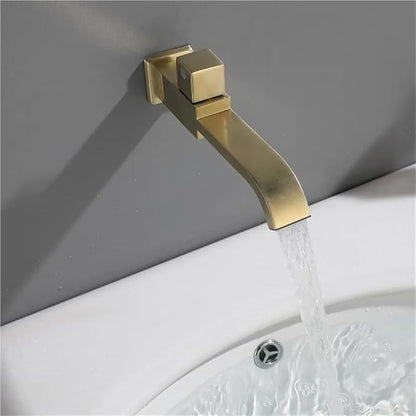 Faucet Only Cold Brushed Gold in-Wall Bathroo Faucet Bathroom Sink Basin Mixer Tap Set(Black) Faucet