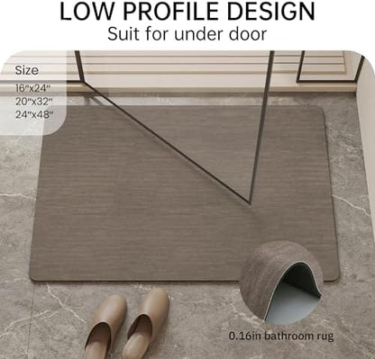 Mecko Bath Mat 24"x48",Ultra Thin Bathroom Rug fit Under Door Brown
