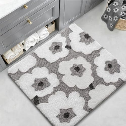LUMI Square Bathroom Rug 26x26, Soft Absorbent Bath Mat, Non Slip