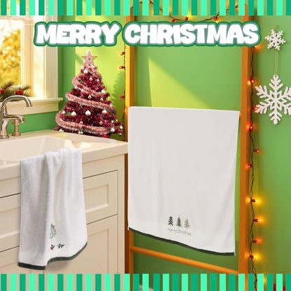 Peryiter 3 Pack Xmas Tree Decorative Bath Towel Set