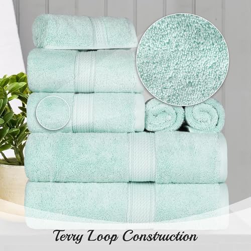 SUPERIOR Egyptian Cotton Pile Heavyweight Bath Sheet, 2 Piece Set, Sea Foam