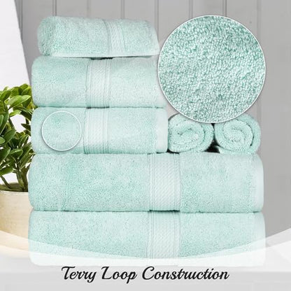 SUPERIOR Egyptian Cotton Pile Heavyweight Bath Sheet, 2 Piece Set, Sea Foam