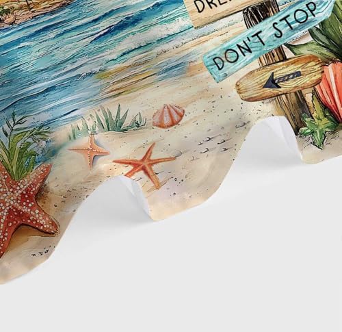 Beach Shower Curtain for Bathroom,Tropical Palm Tree Coastal Nautical Ocean Quotes Inspirational, Sunset Scenery Shower Curtain Set with Hooks,60Wx70H