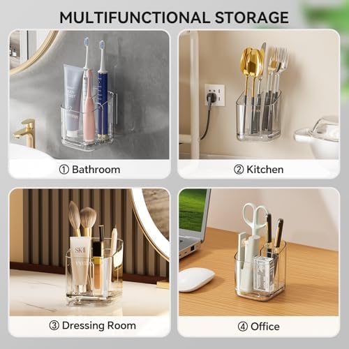 3 Slots Detachable Toothbrush Holders Wall Mounted for Bathrooms