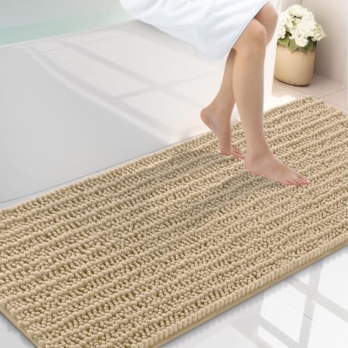 Smiry Bathroom Rugs 59X24, Extra Soft Rubber Backing Chenille Bath Mats