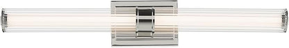 Kichler Laurene LED Linear Vanity Light, Polished Nickel | LED vanity light with clear fluted glass for mirrors, hallways and buffets (31" x 4.75"), 55197PNLED