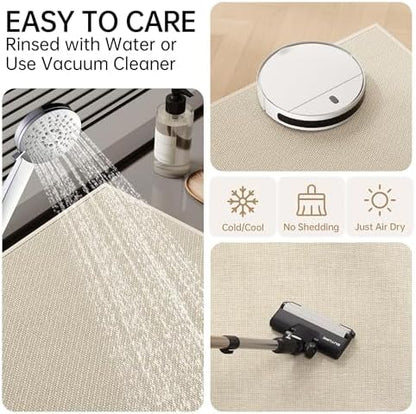 Mecko 24"x48" Bath Mat, Absorbent Quick Dry Bathroom Floor Mats Oatmeal