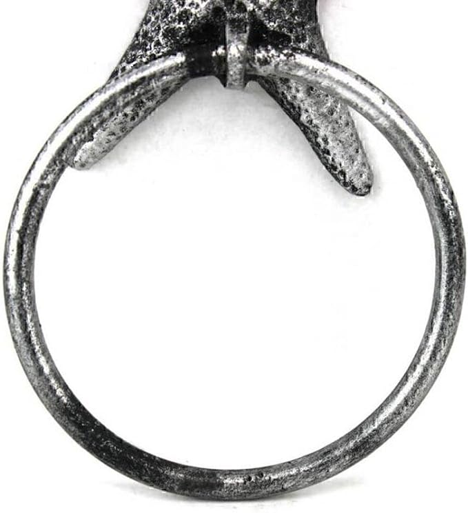 Antique Silver Cast Iron Starfish Towel Holder 8.5 Inch - Starfish Decoration - Sea Home Decor