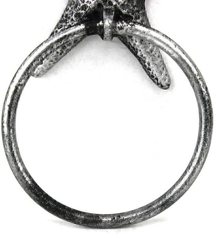 Antique Silver Cast Iron Starfish Towel Holder 8.5 Inch - Starfish Decoration - Sea Home Decor