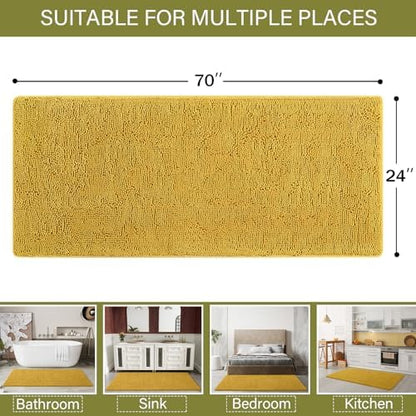 LOCHAS Luxury Bathroom Rug Shaggy Bath Mat 24 x 70 Inch, Yellow