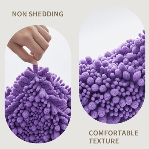 Bathroom Rugs Non Slip Washable, Extra Thick Soft Chenille Absorbent Bath Mat, High Density Barrier Non Slip Backing, Quick Dry Plush Shaggy Floor Carpet for Tub&Shower 24x17, Purple