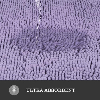 Yeaban Chenille Lavender Bathroom Rug 17"x24", Non-Slip Rubber Backing