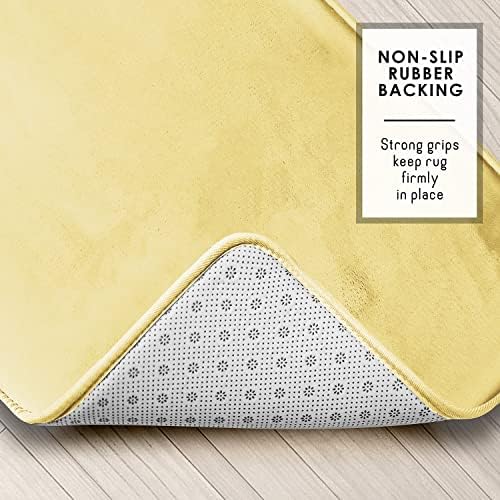 Clara Clark 2 Piece Bathroom Rugs Bath Mat Set, Velvet Memory Foam Bath Mats for Bathroom - Non-Slip, PVC Backing Bath Rugs, Washable - Dries Quickly, Yellow