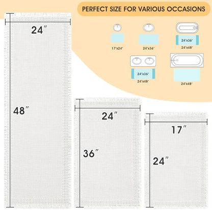 IM HOME Upgrade Waffle Bath Mat Set 3 Piece, Boho Bathroom Rugs Absorbent Non Slip, Soft Bathroom Mats, Machine Washable Knit Bath Rugs with Border for Bathroom, Bedroom, Kitchen, Shower, Tub, White