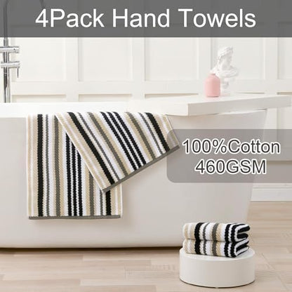 VOOVA & MOVAS Bathroom Hand Towels 4 Pack, 100% Cotton, 16x27 in
