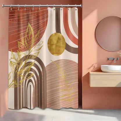 Burnt Orange Shower Curtain, 60X72 in, Mid Century Modern MCM