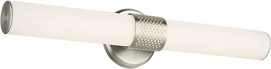 Kichler Sashi 24.25" LED Medium Bath Bar with White Glass in Brushed Nickel, Modern, for Vanity, Fireplace, Buffet, Hallway, Vanity Mirror, (24.25" W x 5" H) 55192NILED