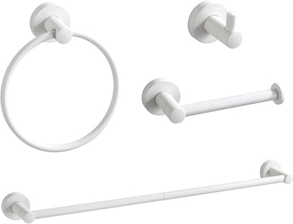 BGL Bathroom Accessories Set 4-Pieces White Zinc Alloy Wall Mounted Towel Racks for Bathroom