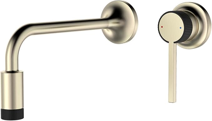 BiaoTeng Concealed Wall Mounted Faucet Bathroom Brass 2 Functions Hot and Cold Bathroom Vanity for Wall Mount Faucet Brushed Gold