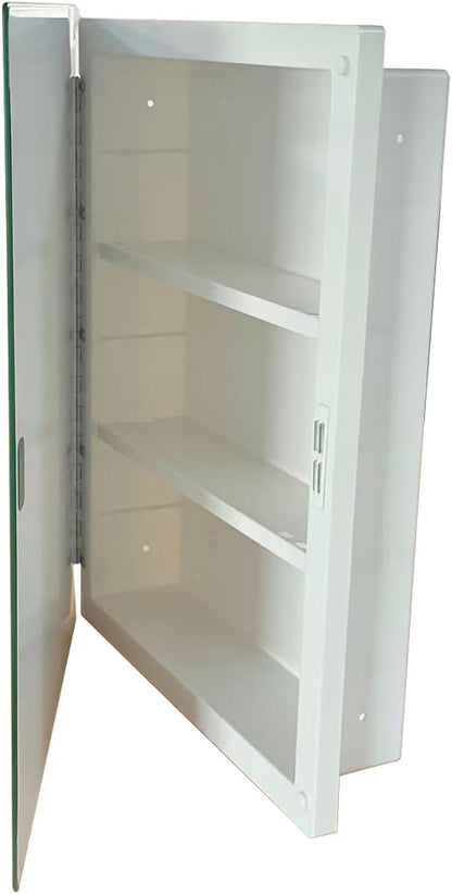 Bathroom Medicine Cabinet with Beveled Mirror, Medicine Cabinet with Storage Function, Hanging Storage Cabinet, Adjustable Shelves, White (16 x 22 inch)