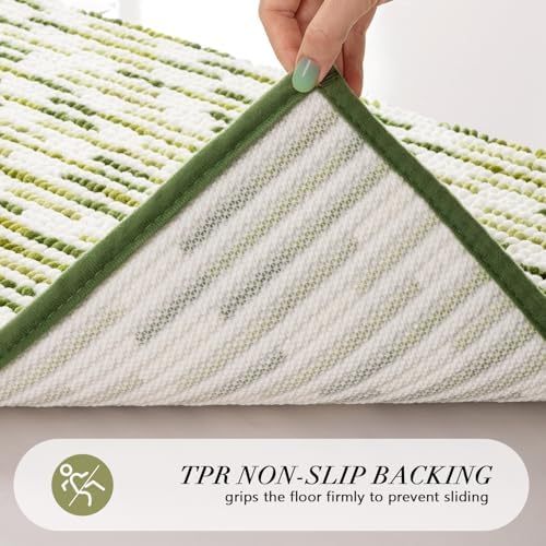 BSICPRO Bathroom Rugs Sets 2 Piece, Modern Bath Mat 20"x47"+20"x32", Sage