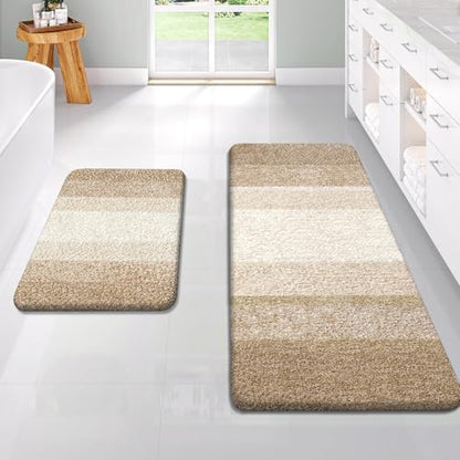 OLANLY Micorfiber Bathroom Rug Set 2 Piece, 47"x20"+24"x16"