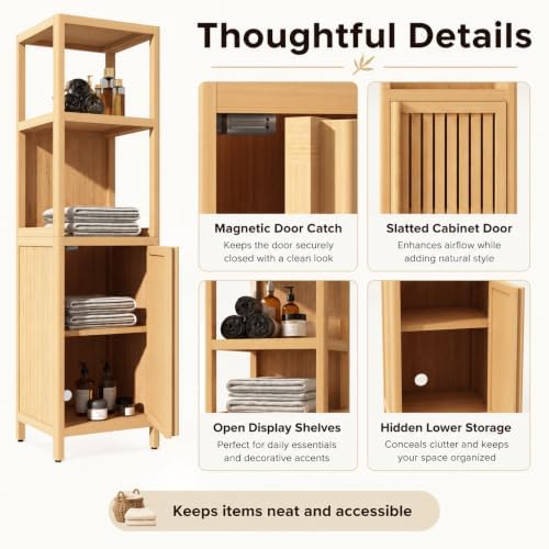 Bamboo Bathroom Storage Cabinet (Natural, 52'')
