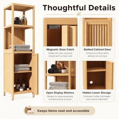 Bamboo Bathroom Storage Cabinet (Natural, 52'')