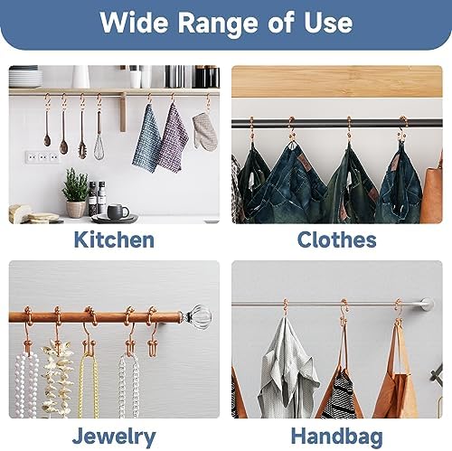 Titanker Shower Curtain Hooks Rings Rust Resistant Metal Double Glide Shower Hooks Rings for Bathroom Shower Rods Curtains, Set of 12 Hooks - Rose Gold