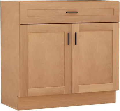 36-Inch Bathroom Vanity – Household Model, Natural Wood Finish, Farmhouse Style, Premium Quality, Spacious Open Storage, Upgraded Version