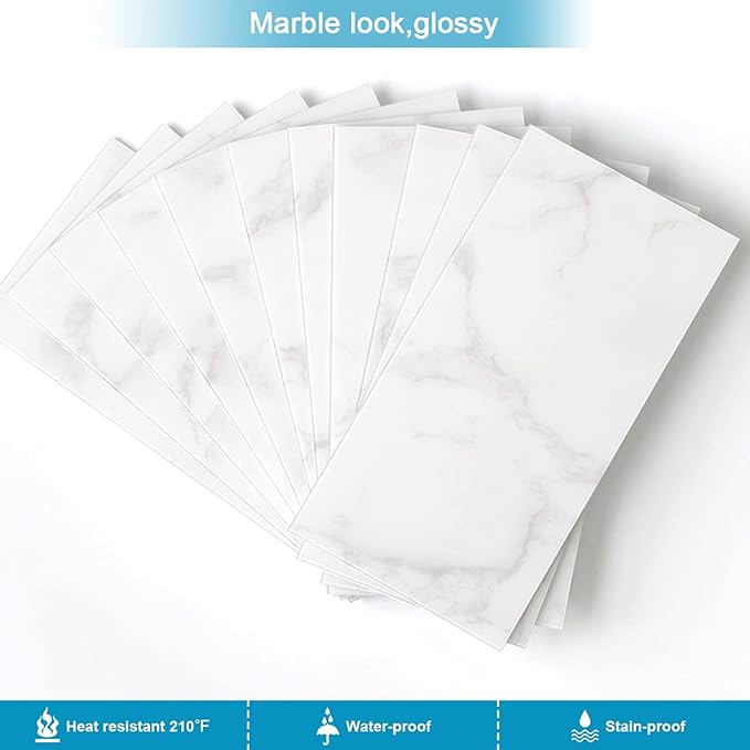 BeNice Peel and Stick Tile Backsplash Bathroom Cararra White 23pcs