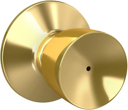 Schlage F40 V BEL 605 Bell Door Knob, Bed & Bath Privacy Lock, Bright Brass