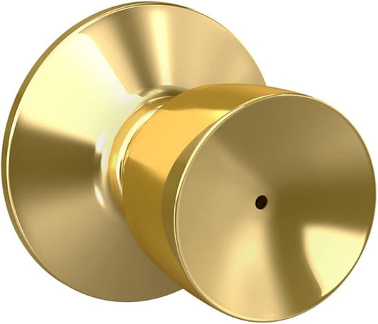 Schlage F40 V BEL 605 Bell Door Knob, Bed & Bath Privacy Lock, Bright Brass