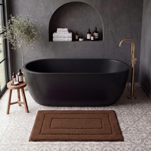 GRANNY SAYS Brown Bathroom Rug 24" x 16", Non-Slip Microfiber Bath Mat