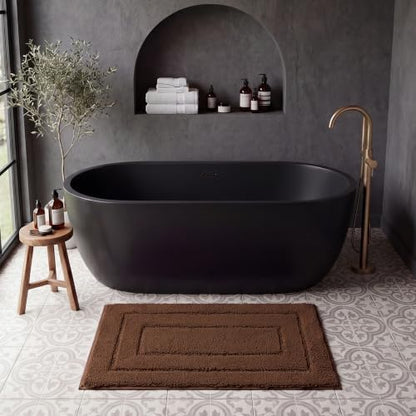 GRANNY SAYS Brown Bathroom Rug 32" x 20", Non-Slip Microfiber Bath Mat