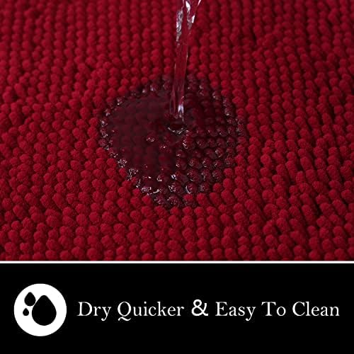Bathroom Rugs Chenille Bath mat 2 Piece Set, Super Absorbent, Strong PVC Non Slip Backing, Bath mats for Bathroom, Plush Shaggy, Thick, Machine Washable, Bathtub, Toilet.(Burgundy)