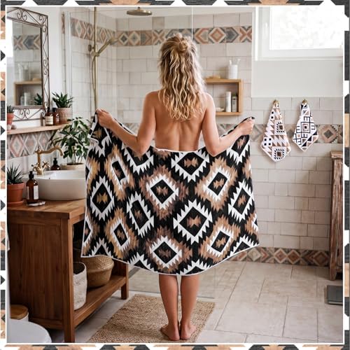 Moukeren Set of 3 Western Aztec Bath Towels, Decorative Towels for Bathroom