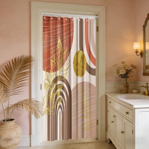Burnt Orange Stall Shower Curtain, 48X72 in Narrow Small, Mid Century