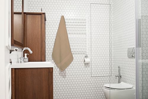 Bath Towels Bulk Set of 12 – 24" x 48" – 100% Cotton Terry, Soft, Quick-Dry & Highly Absorbent – Beige Towels for Bathroom, Spa, Gym, Hotel, Pool & Everyday Use