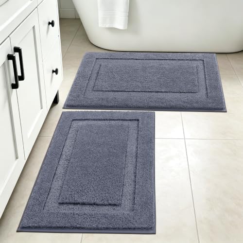 SHACOS Soft Microfiber Dark Grey Bathroom Rugs Sets 2 Pieces 32x20 inch