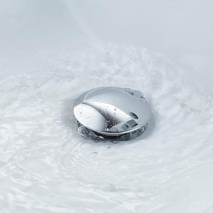 Bathroom Sink Drain Without Overflow with Strainer Basket Detachable Vessel Sink Lavatory Vanity Pop Up Drain Stopper Polished Chrome