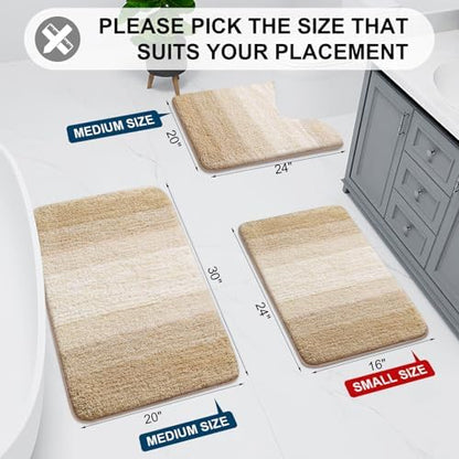 Arotive Microfiber Bathroom Rugs, Shaggy Soft Absorbent Bath Rug, 24x16