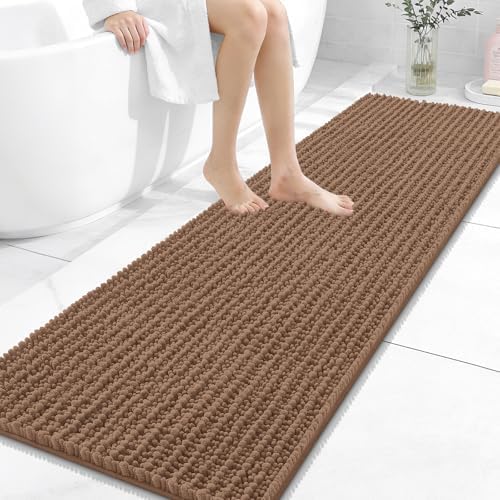 OLANLY Bathroom Runner Rugs 59x20, Thick Soft Absorbent Chenille Bath Rugs
