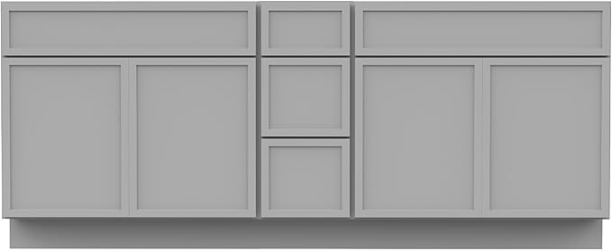 HomeBeyond 78 Inches Bathroom Vanity Base Cabinet Without Sink, Double Sink Top Sturdy Floor Mounted Cabinet with Door & Soft Closing Drawers, Grey, VA4133-2+VA4112-3
