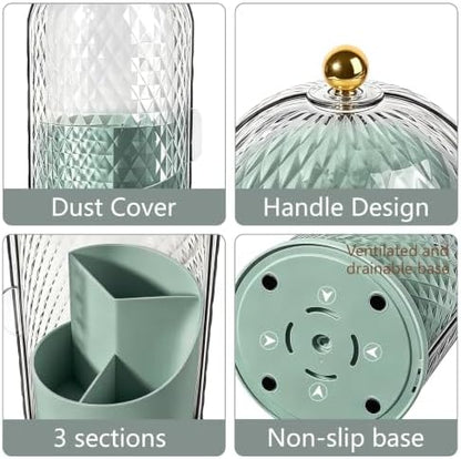 Toothbrush Holder with Cover for Bathroom Countertop, Organizer, Green