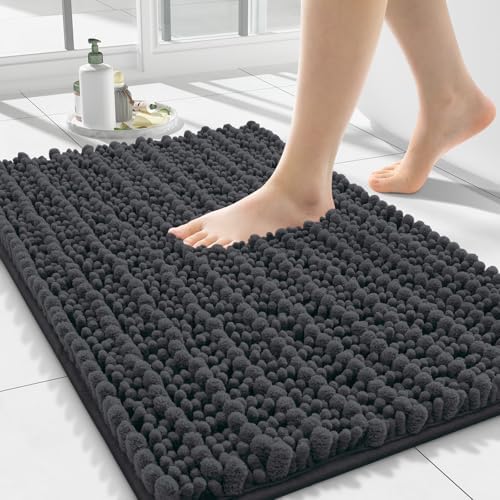 Smiry Bathroom Rugs 24X16, Extra Soft Rubber Backing Chenille Bath Mats