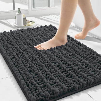 Smiry Bathroom Rugs 24X16, Extra Soft Rubber Backing Chenille Bath Mats